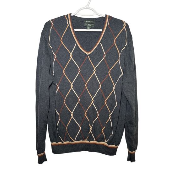 Lyle & Scott 100% combed cotton 70s grandpa sweater mens large academia classic - Picture 1 of 6